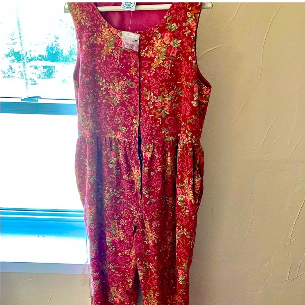 NWT Laurel Ashley Vintage Floral Corduroy Red Fall Jumper